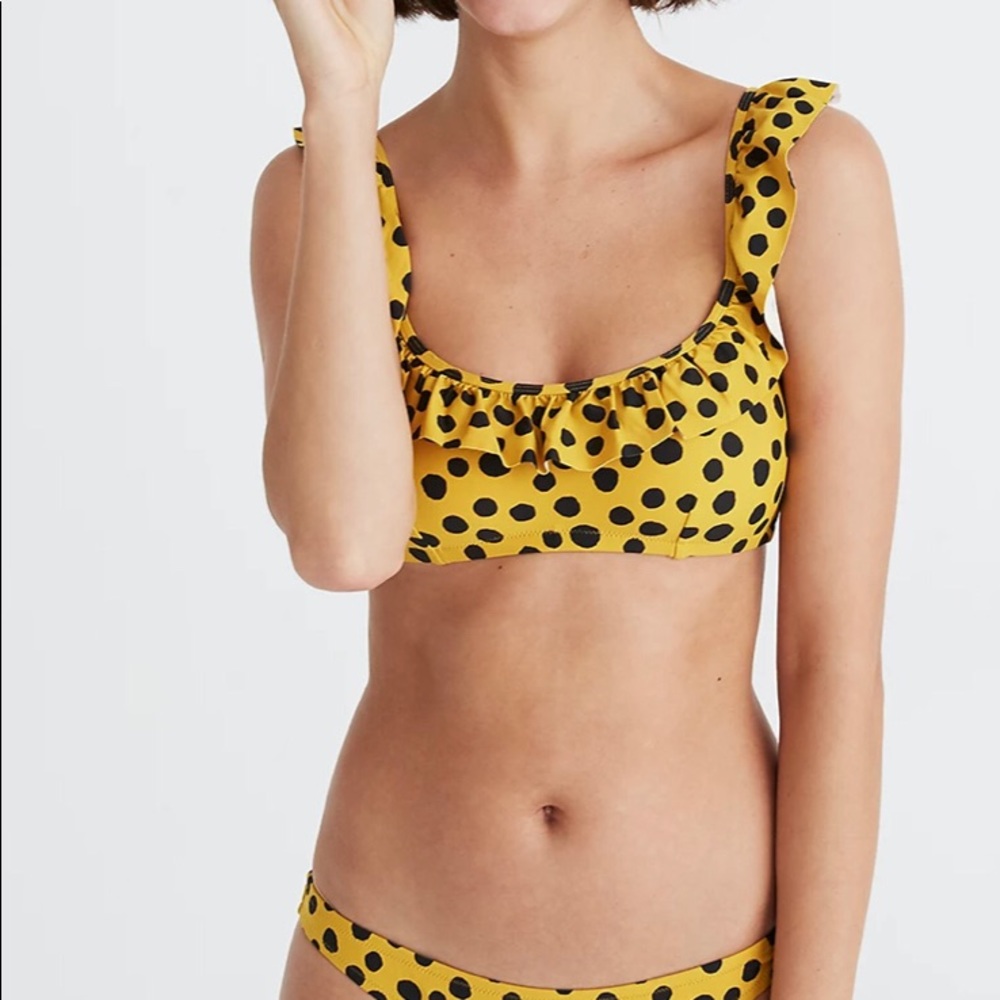 Madewell Yellow Polka Dot Bikini Top